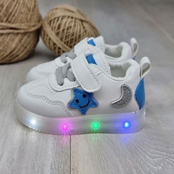 Adidași Băiat Alb/Albastru Cu Luminite Kaltaina