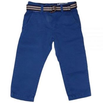 Pantaloni albastri din doc si curea textila (4525), 9 ani 135 cm la reducere
