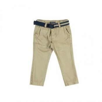 Pantaloni bej din doc si curea textila (4533), 8 ani 128 cm la reducere