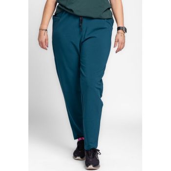 Pantaloni turcoaz casual sport din bumbac cu buzunare laterale