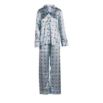 All Over Mascotte Satin Long Pyjamas Fantasia Azzurro L