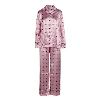 All over mascotte satin long pyjamas fantasia rosa m