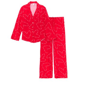 Cotton printed flannel long pj set xs