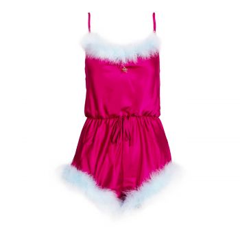 Satin short jumpsuit fuxia l