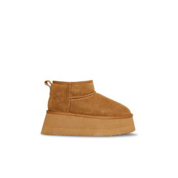 Ghete slip-on flatform din piele intoarsa