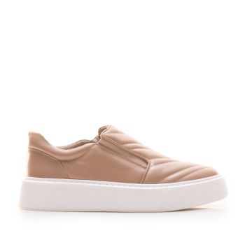 Sneakers damă din piele naturală, Leofex - 362 Taupe Box