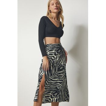 Fusta midi cu model zebra