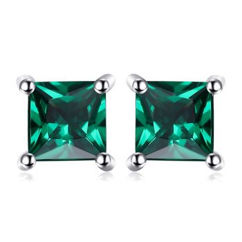 Cercei din argint Little Green Gem Square de firma originali