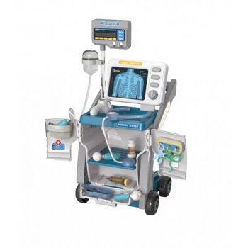 Set de joaca Carucior Medical mobil pentru copii cu 15 piese, Albastru