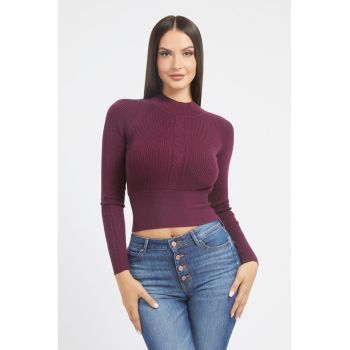 Pulover crop cu detalii cu model torsade