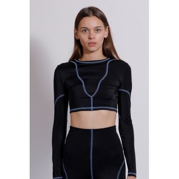 Bluza crop cu cusaturi contrastante