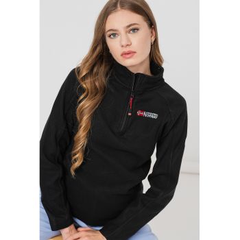 Bluza de trening din fleece cu fermoar scurt si maneci raglan