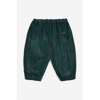 Bobo Choses pantaloni de trening pentru bebeluși culoarea verde, modelator