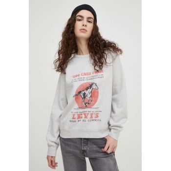 Levi's bluza femei, culoarea gri, cu imprimeu