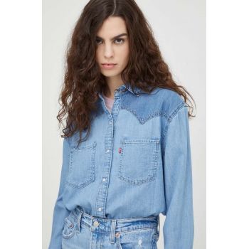 Levi's camasa jeans femei, cu guler clasic, regular