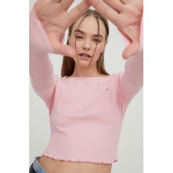 Tommy Jeans longsleeve femei, culoarea roz DW0DW17534