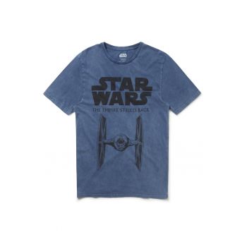 Tricou cu imprimeu Star Wars Empire Strikes Back Tie Fighter Washed Blue 5461