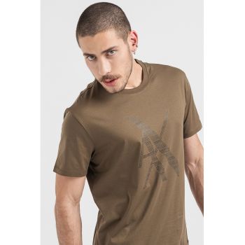 Tricou din bumbac cu decolteu la baza gatului