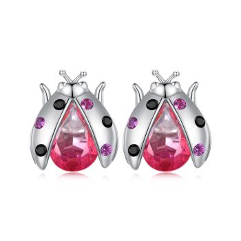 Cercei din argint Crystals Ladybug de firma original