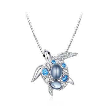 Colier din argint Blue Crystal Turtle