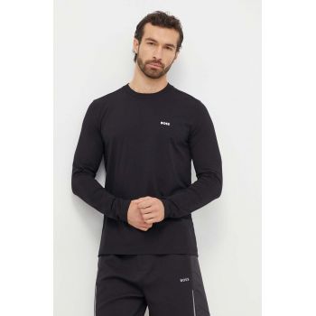 Boss Green longsleeve barbati, culoarea negru, neted, 50506365