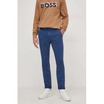 BOSS Orange pantaloni barbati, culoarea albastru marin, drept, 50510933