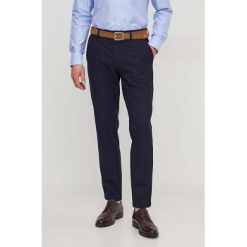 BOSS pantaloni bărbați, culoarea bleumarin, mulată 50508198