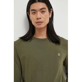 Marc O'Polo longsleeve din bumbac culoarea verde, neted