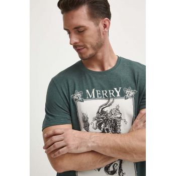 Medicine tricou barbati, culoarea verde, cu imprimeu