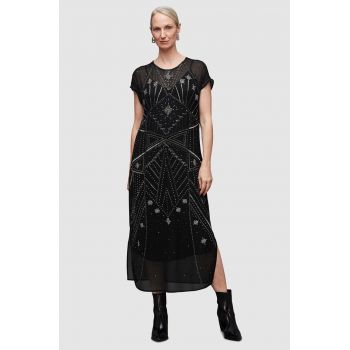 AllSaints rochie Etta culoarea negru, midi, drept