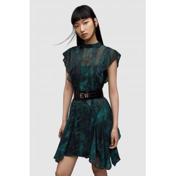 AllSaints rochie Fleur culoarea verde, mini, evazati