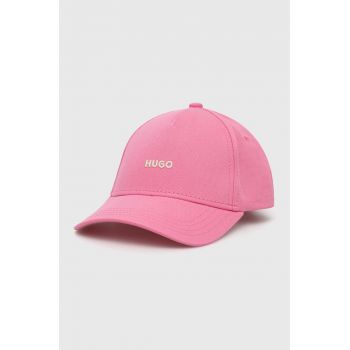 HUGO șapcă de baseball din bumbac culoarea roz, cu imprimeu 50508845 la reducere