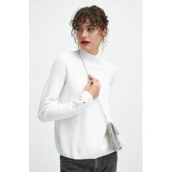 Medicine pulover femei, culoarea bej, cu turtleneck