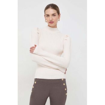 Morgan pulover femei, culoarea bej, călduros, cu turtleneck