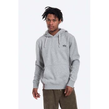 Alpha Industries bluză Basic bărbați, culoarea gri, cu glugă, cu imprimeu 196318.17-grey