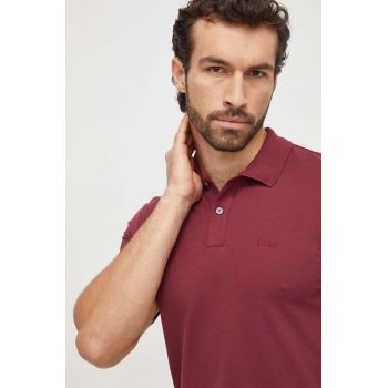 BOSS polo de bumbac culoarea bordo, uni 50468301