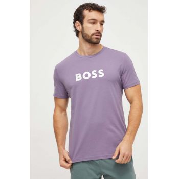 BOSS tricou din bumbac bărbați, culoarea violet, cu imprimeu 50503276 de firma original