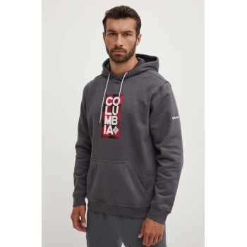 Columbia bluză EM2179 HOODIE bărbați, culoarea gri, cu glugă, uni EM2179-GREY