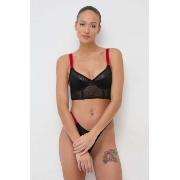 HUGO sutien culoarea negru, dantela, cu model 50510041 ieftin