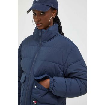 Tommy Jeans geacă femei, culoarea bleumarin, de iarna, oversize DW0DW17435