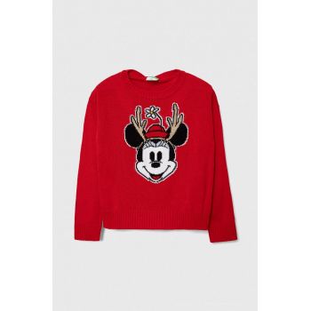 United Colors of Benetton pulover copii x Disney culoarea rosu, light