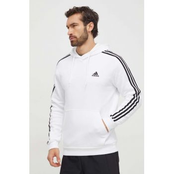 adidas bluză bărbați, culoarea alb, cu glugă, cu imprimeu  IJ6476