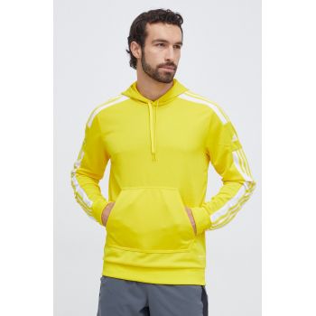 adidas Performance bluză trening Squadra 21 culoarea galben, cu glugă, cu imprimeu  GP6438