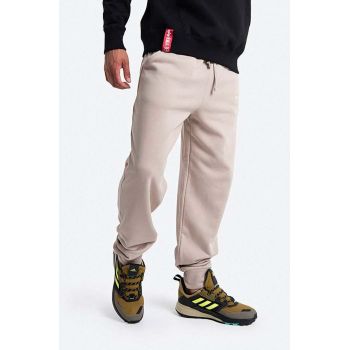 Alpha Industries pantaloni de trening din bumbac culoarea bej, uni 118365.627-beige