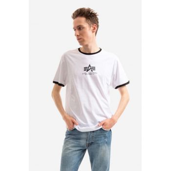 Alpha Industries tricou din bumbac Tee Contrast culoarea alb, cu imprimeu 106501.09-white