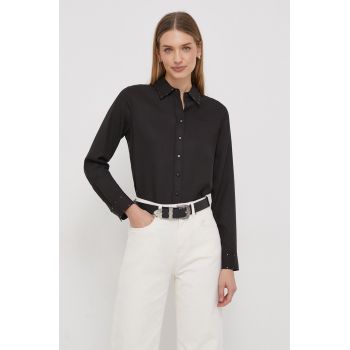 Pepe Jeans camasa ANETTE femei, culoarea negru, cu guler clasic, regular de firma originala