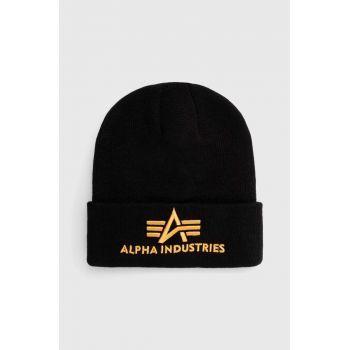 Alpha Industries căciulă 3D Beanie culoarea negru, din țesătură uni 168910.583 ieftina