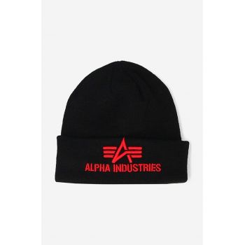 Alpha Industries căciulă 3D Beanie culoarea negru, din țesătură uni 168910.94-black ieftina