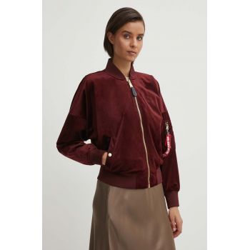 Alpha Industries geacă bomber MA-1 OS Velvet femei, culoarea bordo, de tranziție 106002.184-maroon