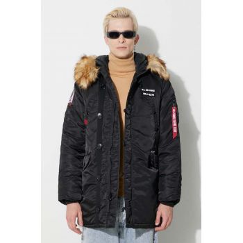 Alpha Industries hanorac N3B Airborne bărbați, culoarea negru, de iarnă 188141.03